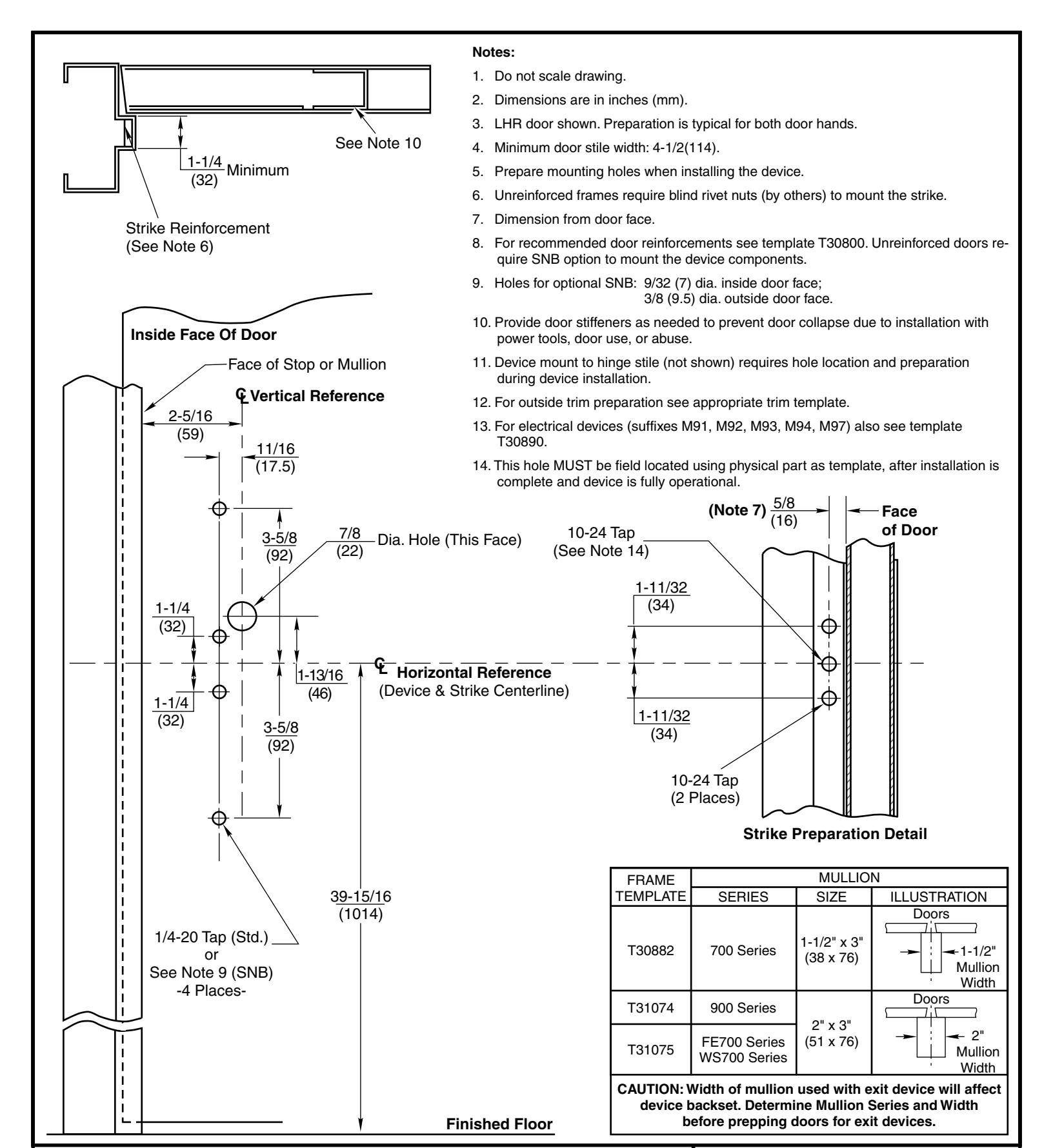 Corbin Russwin ED5202S Wide Stile Double Cylinder SecureBolt 730F77 Strike Metal Door and Frame or Mullion Templ…_T30974 diag