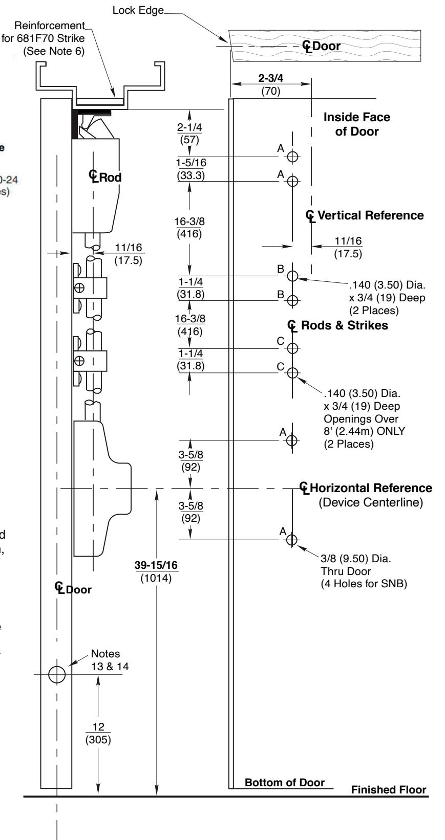 Corbin Russwin ED5470 Series M55 Option Bottom Rod Template_T31082 diagram on page 1