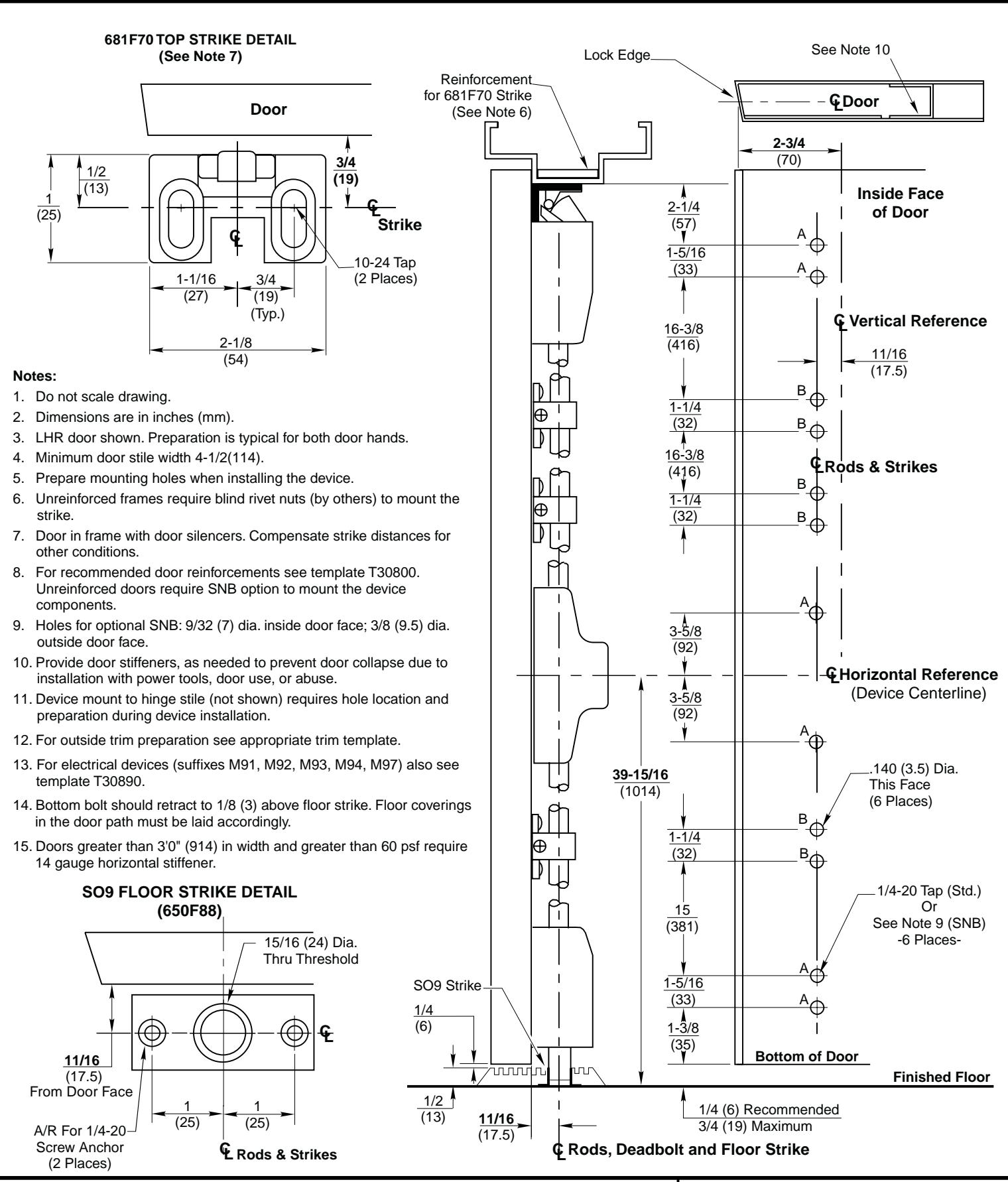 Corbin Russwin ED5470(B) Wide Stile SVR M107 Option S09 Floor Strike Windstorm Certified Metal Door and Frame wi…_T30999 diag