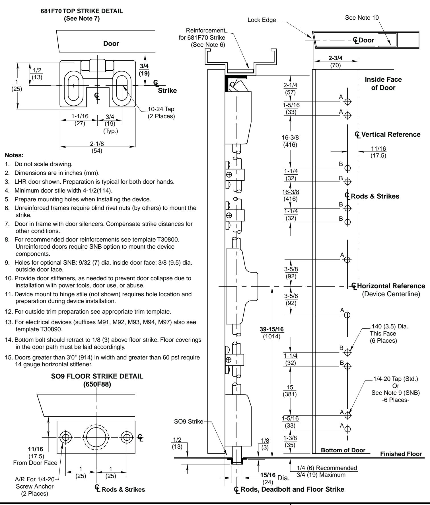 Corbin Russwin ED5470(B) Wide Stile SVR M107 Option S09 Floor Strike Windstorm Certified Metal Door and Frame wi…_T31000 diag
