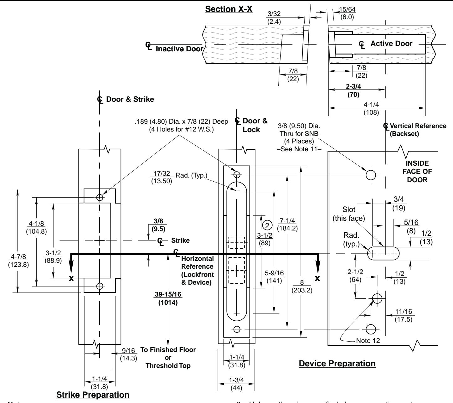 Corbin Russwin ED5600(A) Wide Stile Mortise SB134 or SB214 Open Back Strike Pair of Wood or Composite Doors with…_T30845 diag