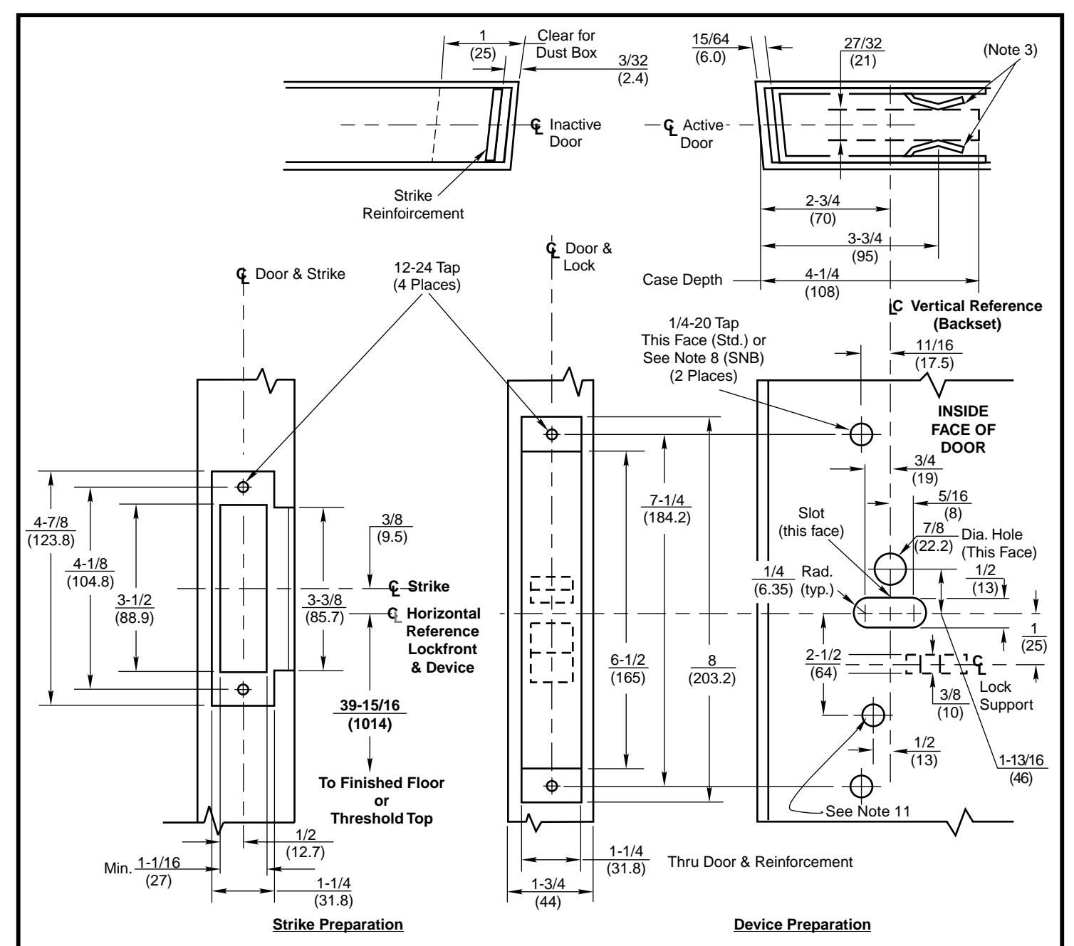 Corbin Russwin ED5602(A) Wide Stile Double Cylinder Mortise ANSI A115.1 Strike Pair of Metal Doors without Mulli…_T30978 diag