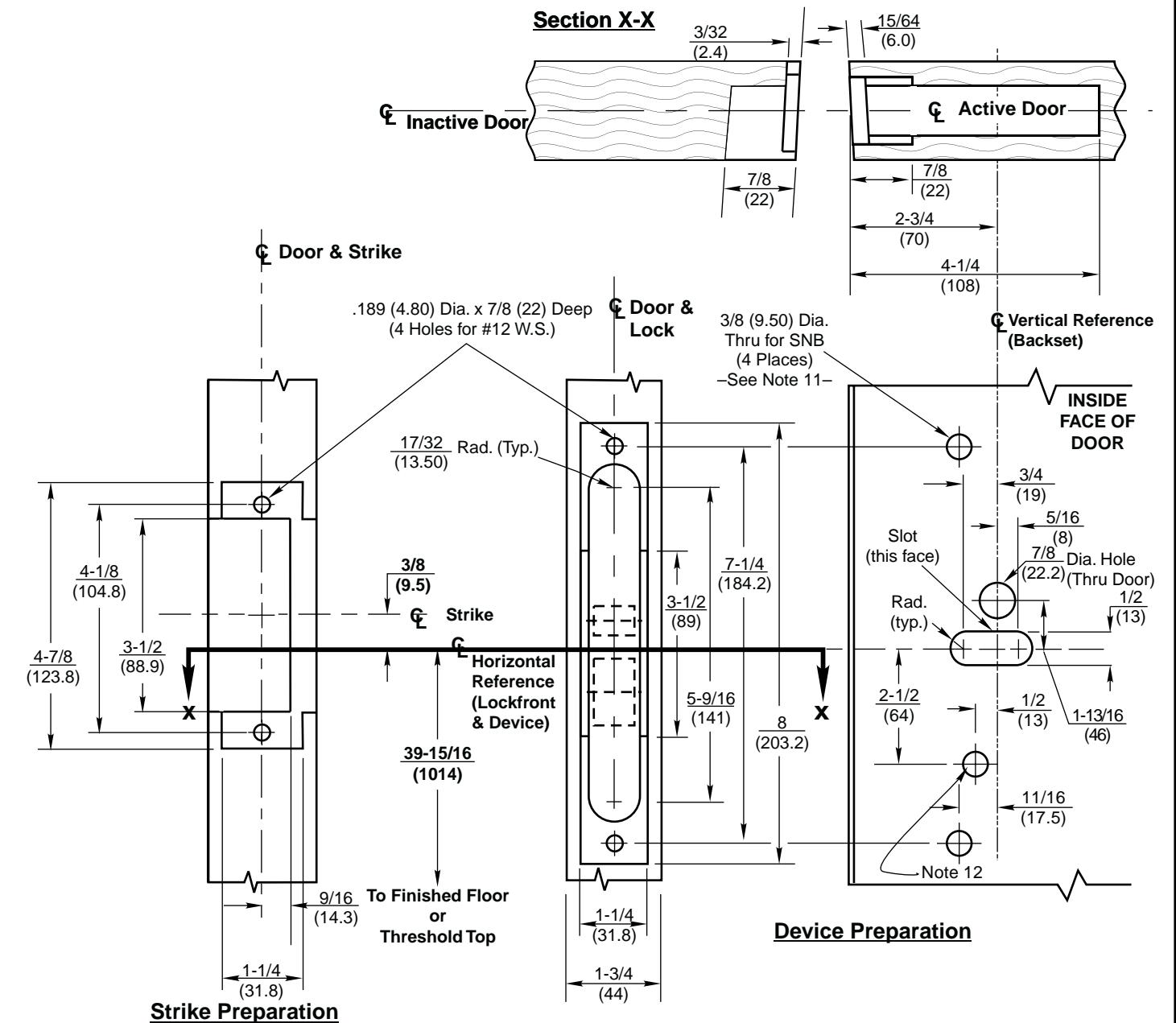 Corbin Russwin ED5602(A) Wide Stile Double Cylinder Mortise SB134 or SB214 Open Back Strike Pair of Wood or Comp…_T30987 diag