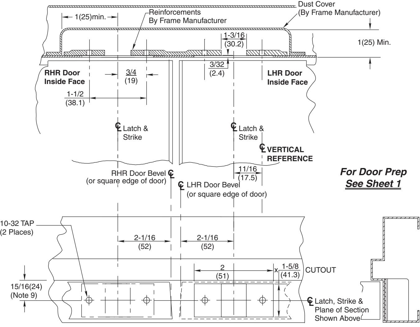 Corbin Russwin ED5860(B) Wide Stile CVR M55 Option Metal Door and Frame Template_T31083 diagram on page 2