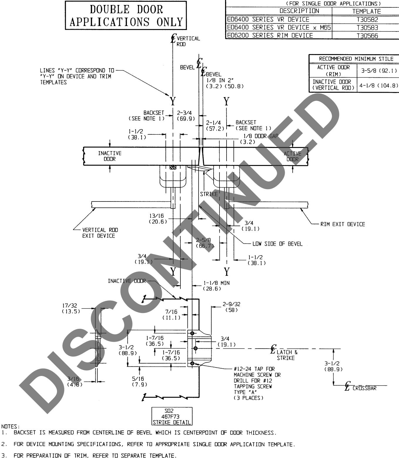 Corbin Russwin ED6200 Series S02 Template_T30569 diagram on page 1