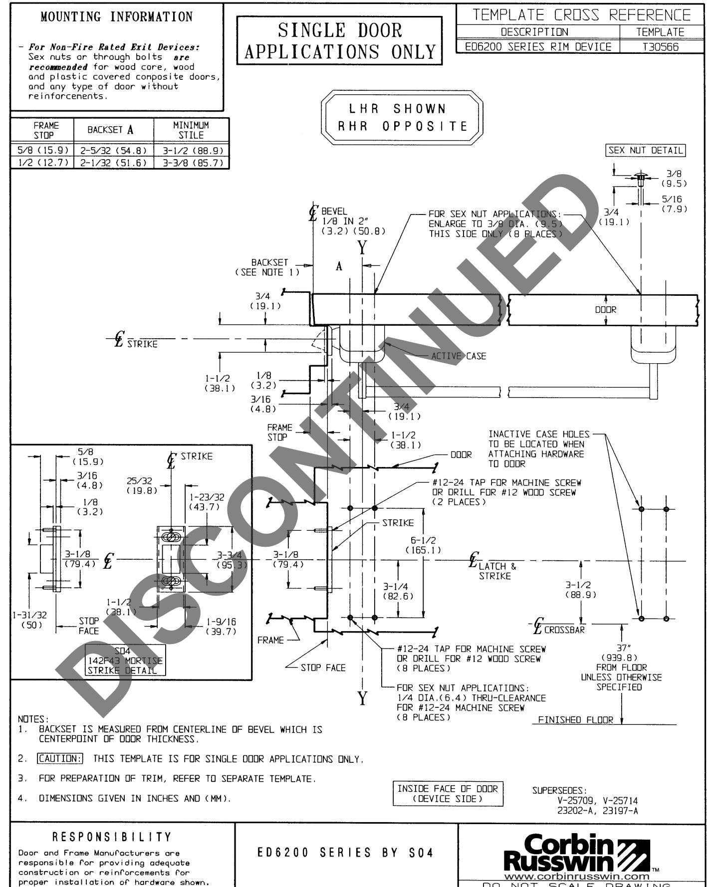 Corbin Russwin ED6200 Series S04 Option Template_T30589 diagram on page 1