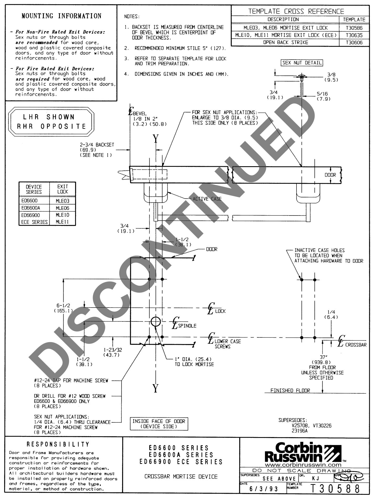 Corbin Russwin ED66900 Series ECE Template_T30588 diagram on page 1