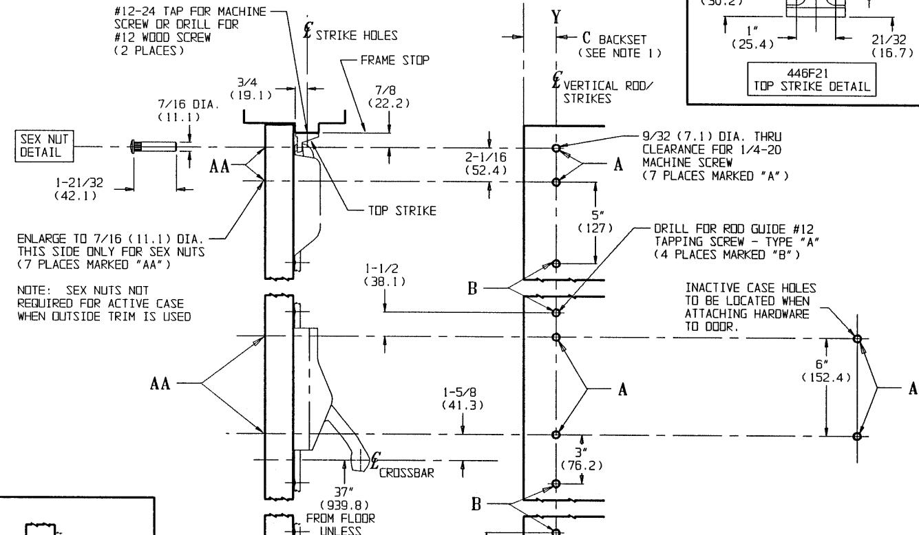 Corbin Russwin ED7400 Narrow Stile Vertical Rod Template_T30472 diagram on page 1