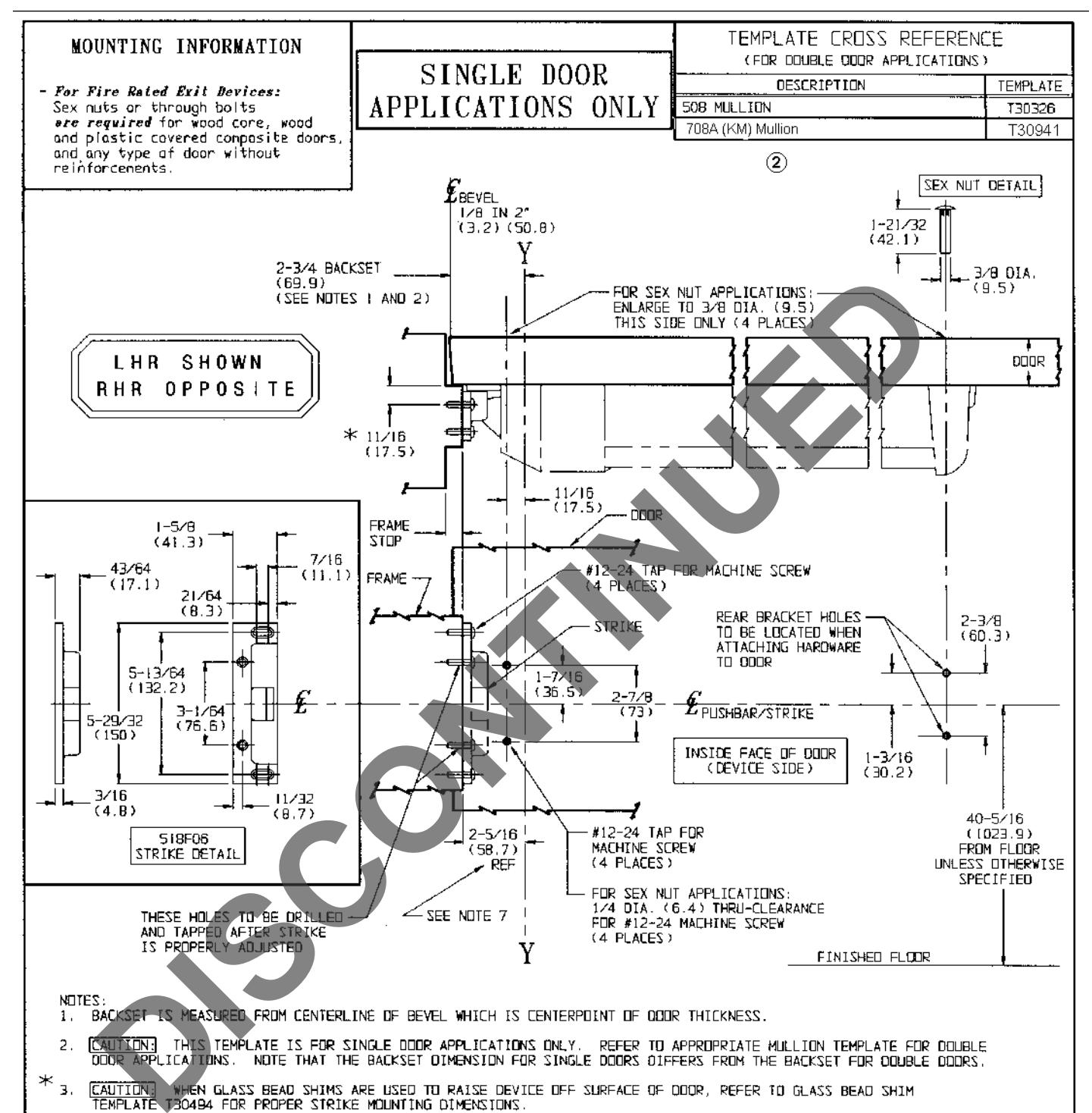 Corbin Russwin ED8200A Series Rim Template_T30465 diagram on page 1