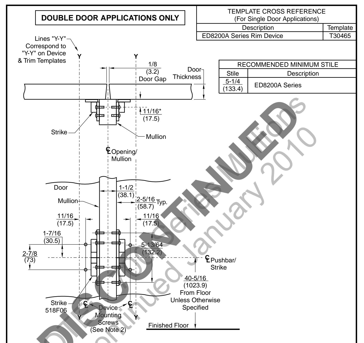Corbin Russwin ED8200A Series Template_T30941-1 diagram on page 1