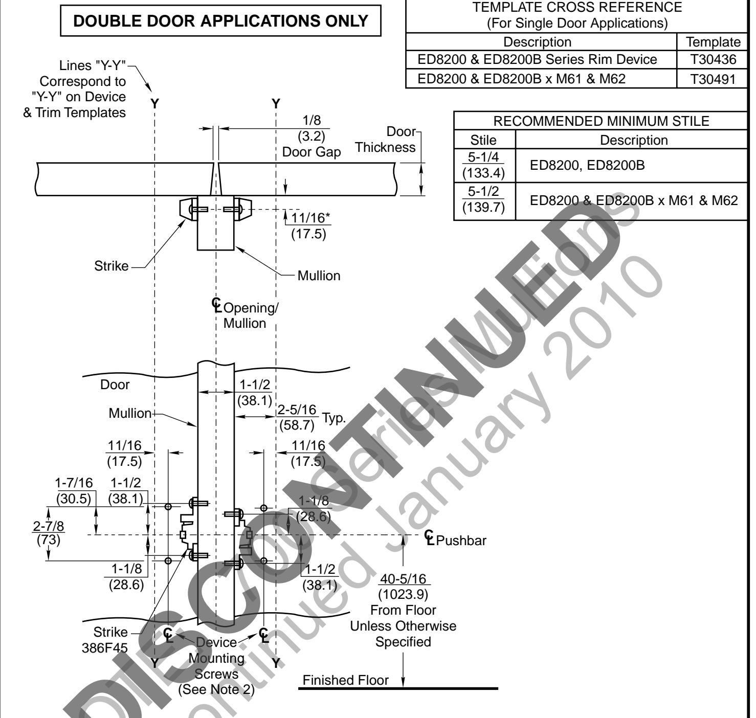 Corbin Russwin ED8200B Series Template_T30940-1 diagram on page 1