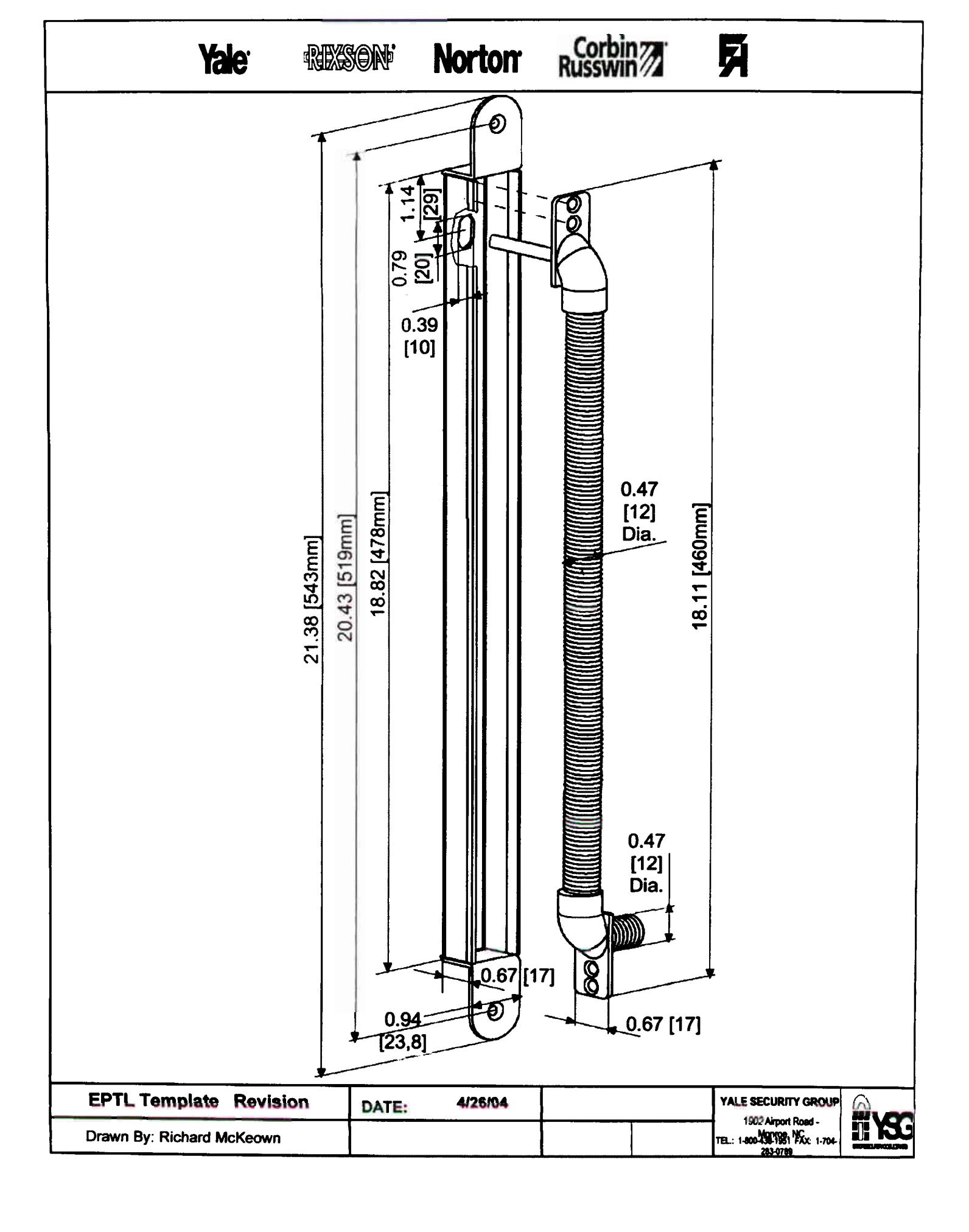Corbin Russwin EPT, EPTL Template diagram on page 2
