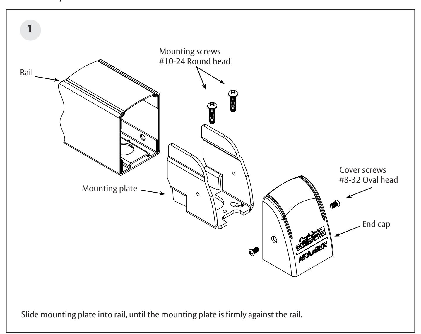 Corbin Russwin End Cap Mounting Plate for PED4000 and PED5000 Series Narrow and Wide Stile Installation Instruct…_FM610 image
