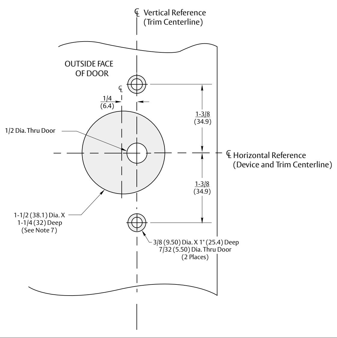 Corbin Russwin F1857ET and P1857ET Trim for ED2000 Series Wide Stile Rim, CVR, SVR Wood or Composite Door Templa…_T31270 diag