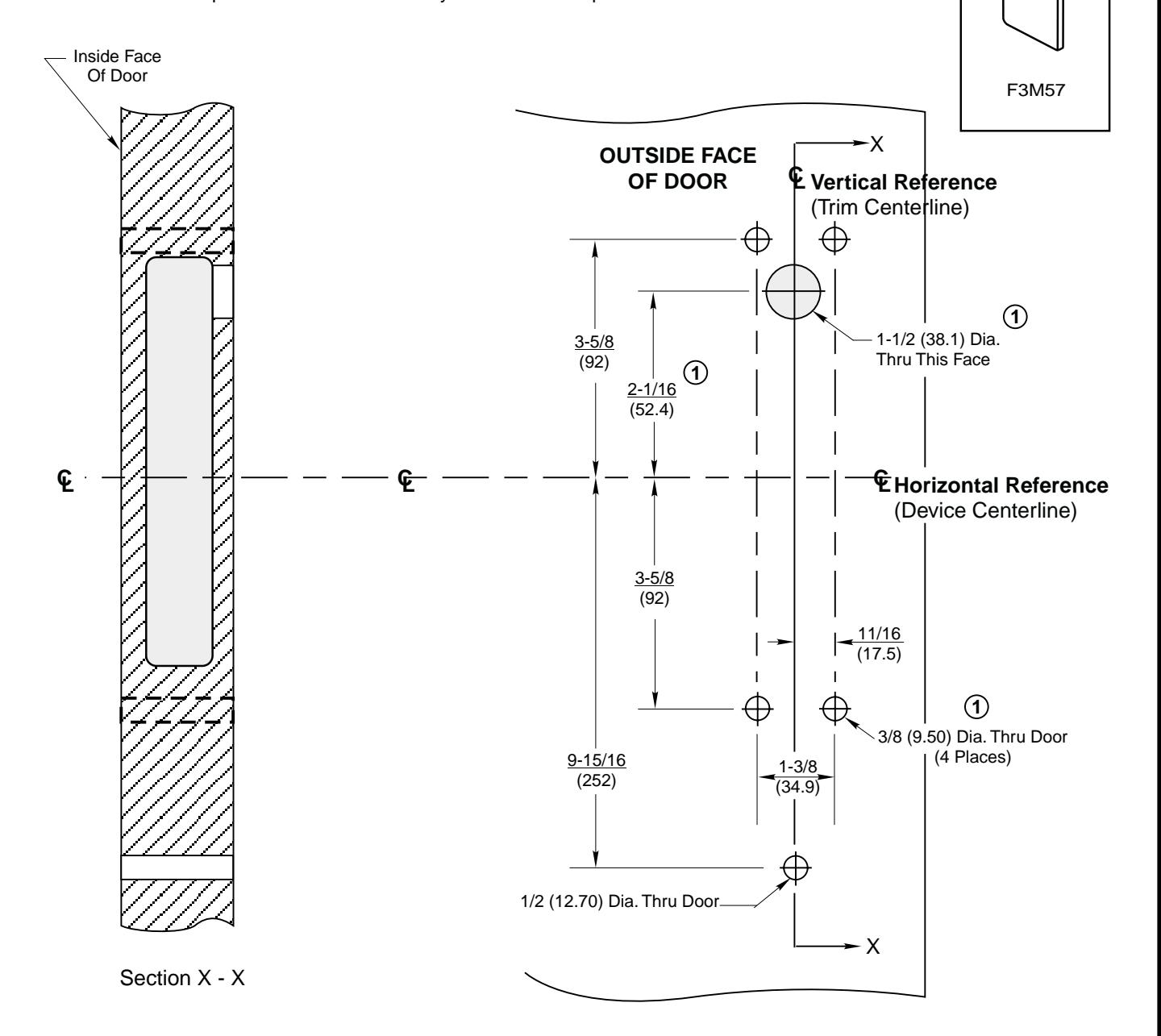 Corbin Russwin F3M57 Trim for ED5600 Wide Stile Mortise Wood or Composite Door Template_T30867 diagram on page 1