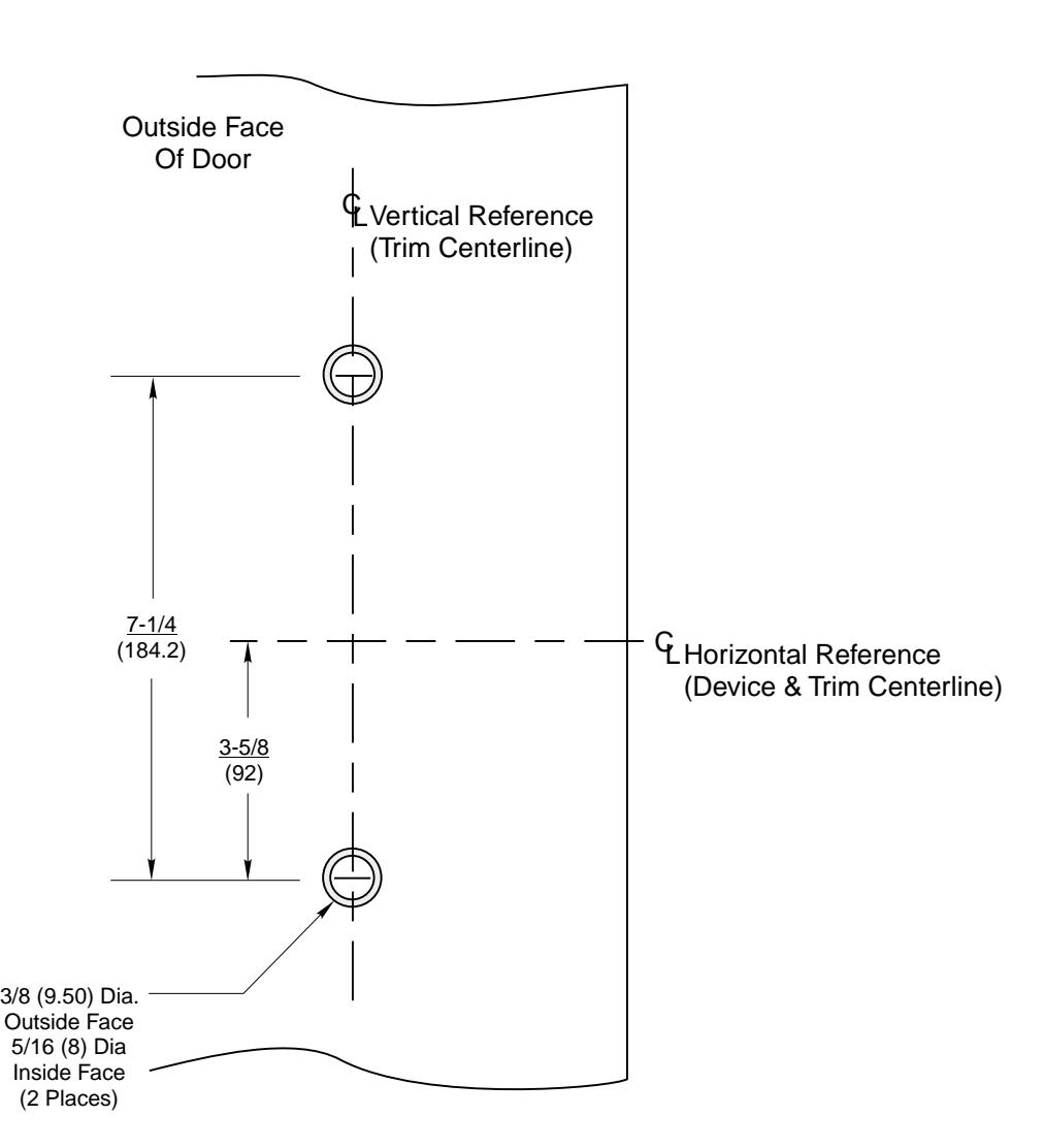 Corbin Russwin F450 Narrow Escutcheon Trim for ED4200, ED4400, ED4800 Narrow Stile Rim, CVR, SVR Metal Door Temp…_T30811 diag