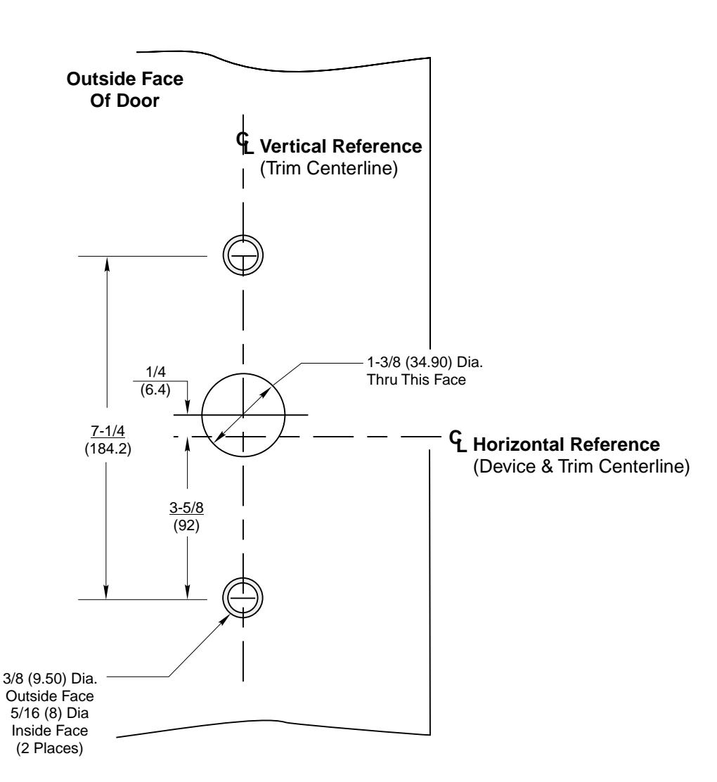 Corbin Russwin F457 Narrow Escutcheon Trim for ED4200, ED4400, ED4800 Narrow Stile Rim, CVR, SVR Metal Door Temp…_T30812 diag