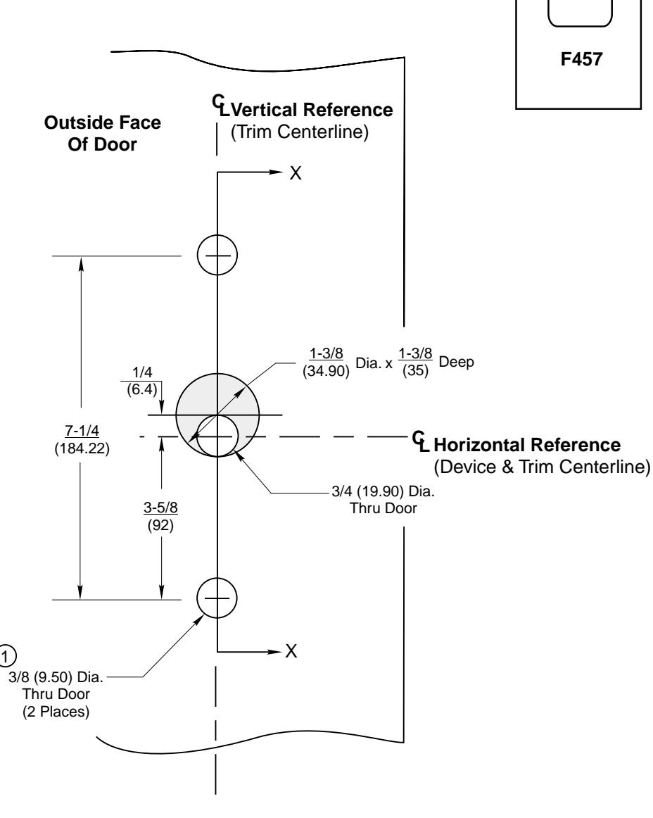 Corbin Russwin F457 Narrow Escutcheon Trim for ED4200, ED4400, ED4800 Narrow Stile Rim, CVR, SVR Wood or Composi…_T30847 diag