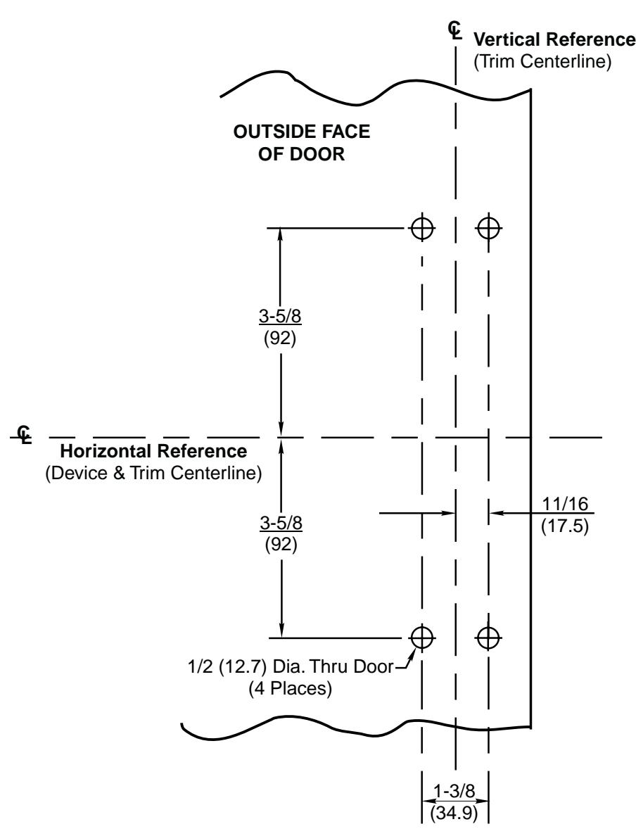 Corbin Russwin F950 Trim for ED5200, ED5400, ED5600, ED5800 Wide Stile Rim, SecureBolt, Mortise, CVR, SVR Wood o…_T30950 diag