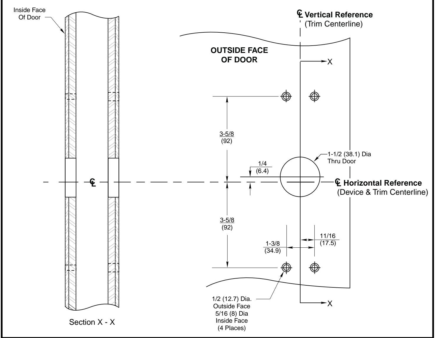 Corbin Russwin F957 Trim for ED5200, ED5400, ED5800 Wide Stile Rim, SecureBolt, CVR, SVR with IK (INTELLIKEY) Me…_T30962 diag