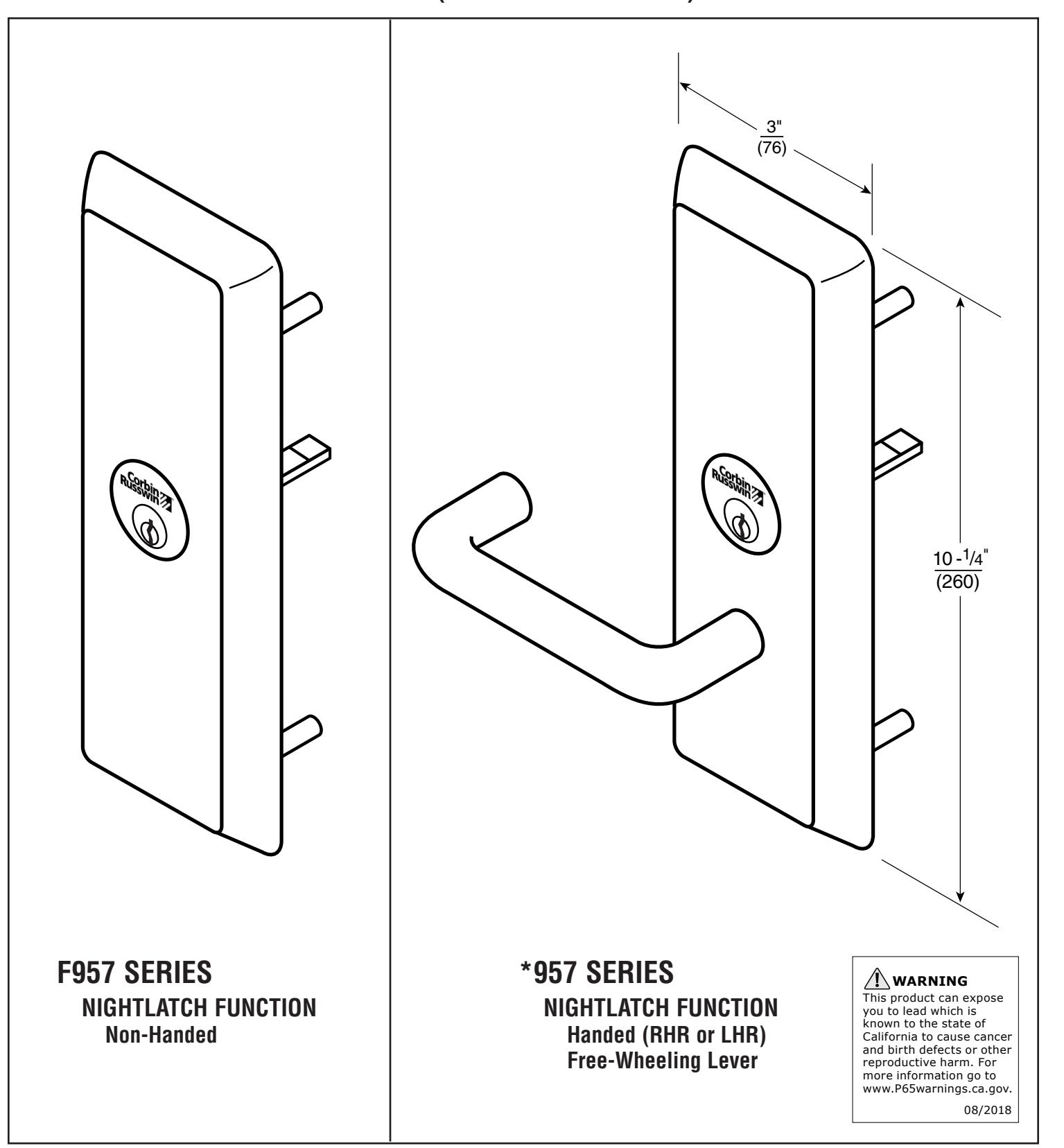 Corbin Russwin F957 Trim for Exit Device Installation Instructions diagram on page 1