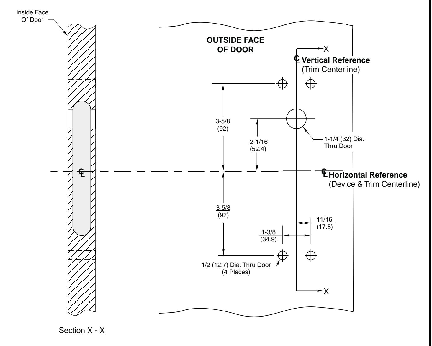 Corbin Russwin F9M57 Trim for ED5600 Wide Stile Mortise with IK (INTELLIKEY) Wood or Composite Door Template_T30967 diagram o