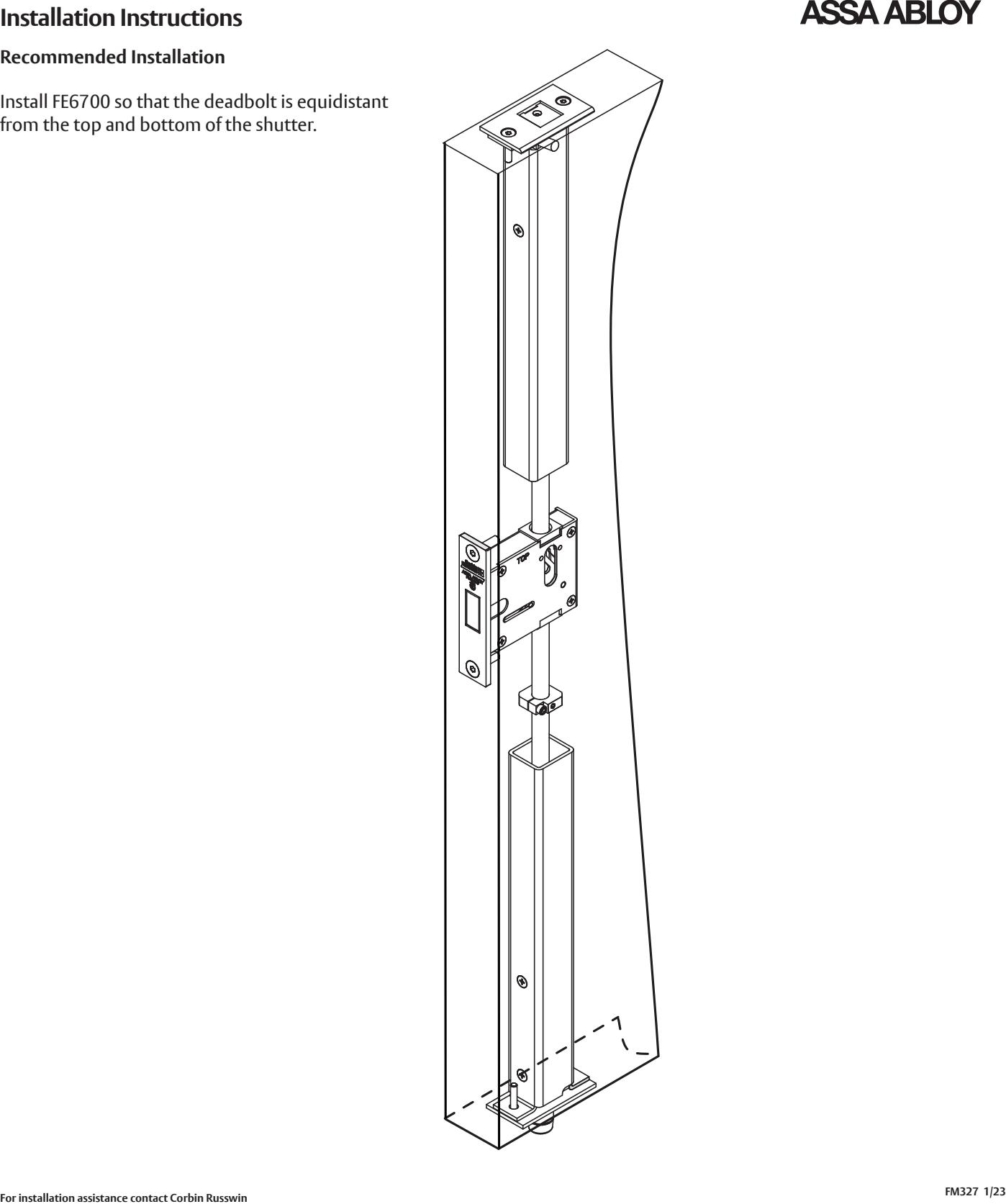 Corbin Russwin FE6700 Series Multi-Point Locks Window Shutter Applications Installation Instructions_FM327 image on page 11