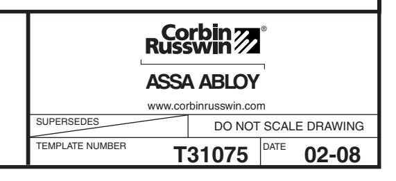 Corbin Russwin FE707A, WS707AKM, FE708A, and WS708AKM Mullions for ED5000 and PED5000 Series Template_T31075 diagram on page 
