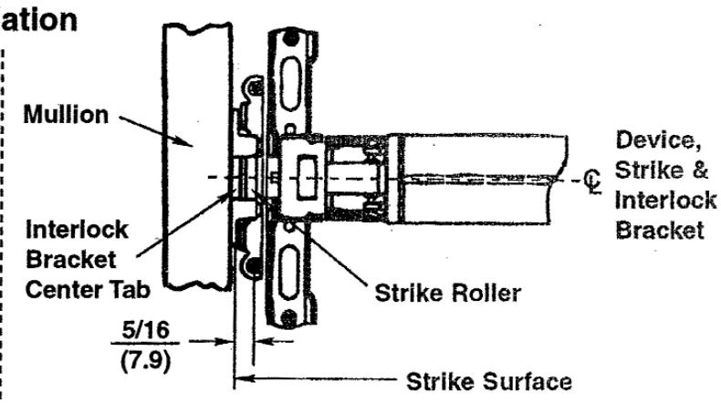 Corbin Russwin FE707A and FE708A Mullions for ED5000 and PED5000 Series Wide Stile Installation Instructions_FM279 diagram on