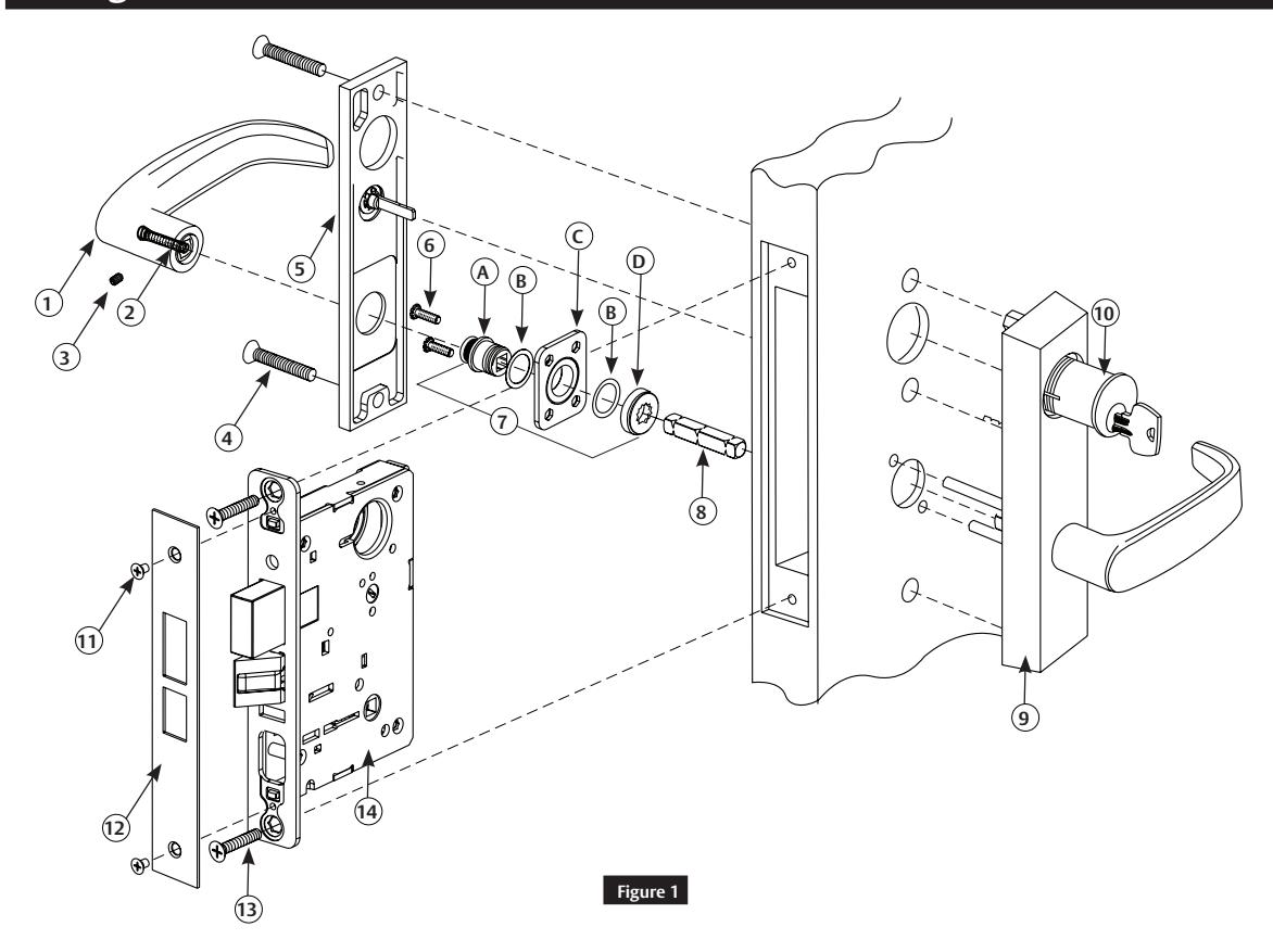 Corbin Russwin Freewheeling Lever with Escutcheon Trim for BL6600 and FE6600 Series Multi-Point Locks Installati…_FM467 image