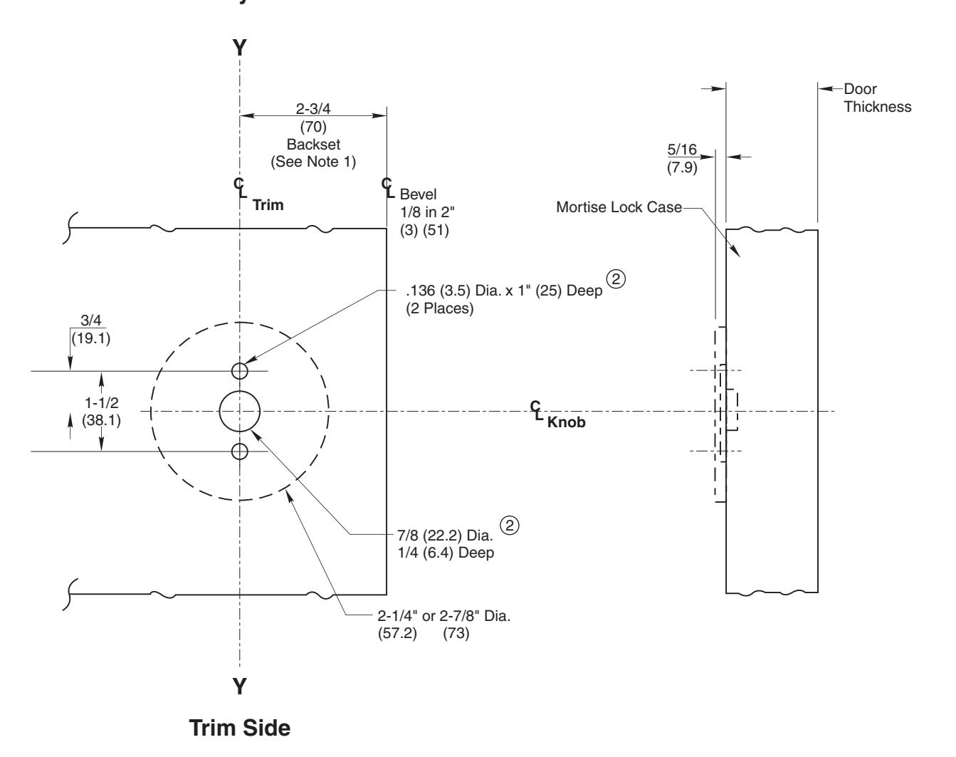 Corbin Russwin GSA and GSF Trim Template_T30562 diagram on page 1