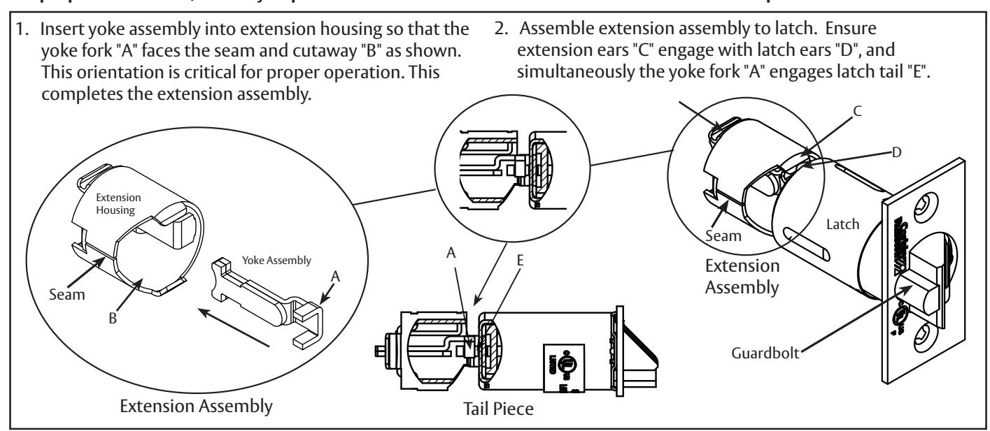 Corbin Russwin Latch Extension Assembly for Cylindrical Lever Locks with 3-3, 4 and 5 Backsets Installation I…_FM641 diagram 
