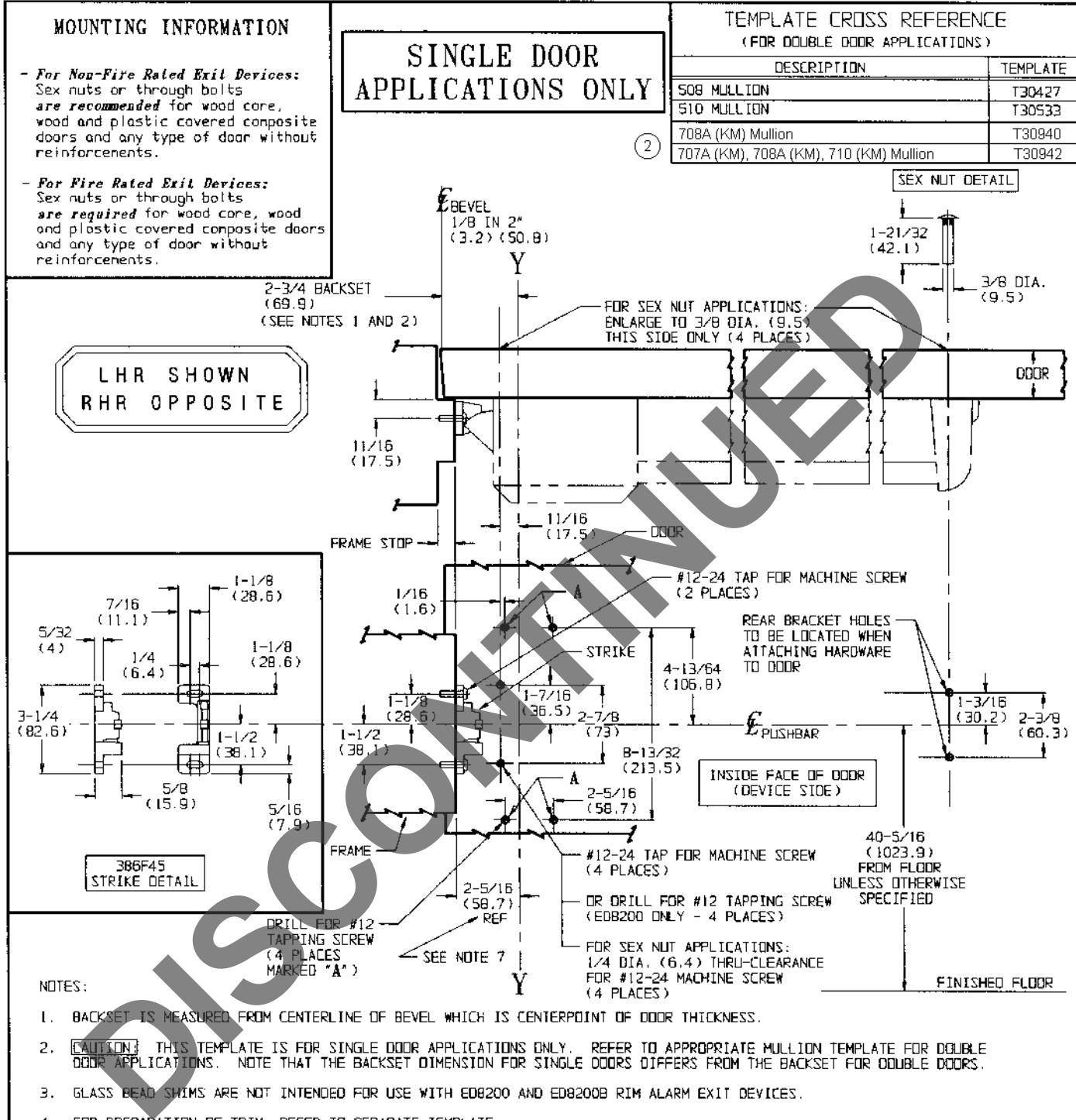 Corbin Russwin M61 and M62 Alarm Option Template_T30491 diagram on page 1