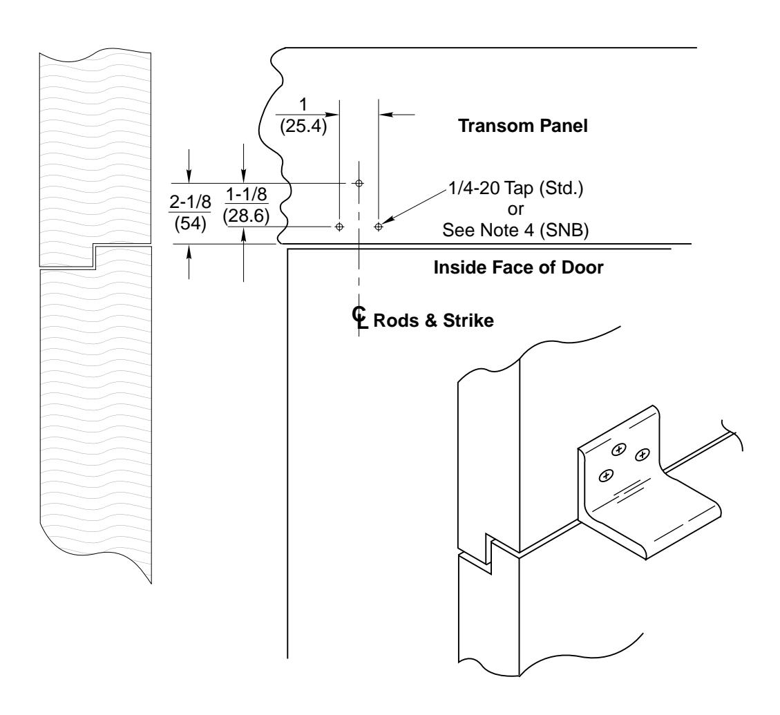 Corbin Russwin M67 (650F87) Auxiliary Bracket for ED5400 Wide Stile SVR Application to Flush Transom Template_T30881 diagram 