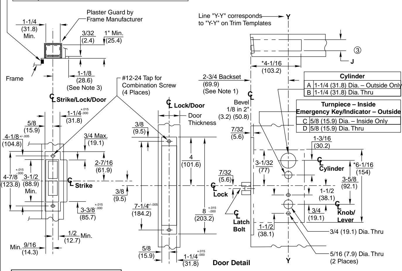 Corbin Russwin ML2000 Series ML2000HS, ML2200HS Mortise Locks High Security Template_T30604 diagram on page 1