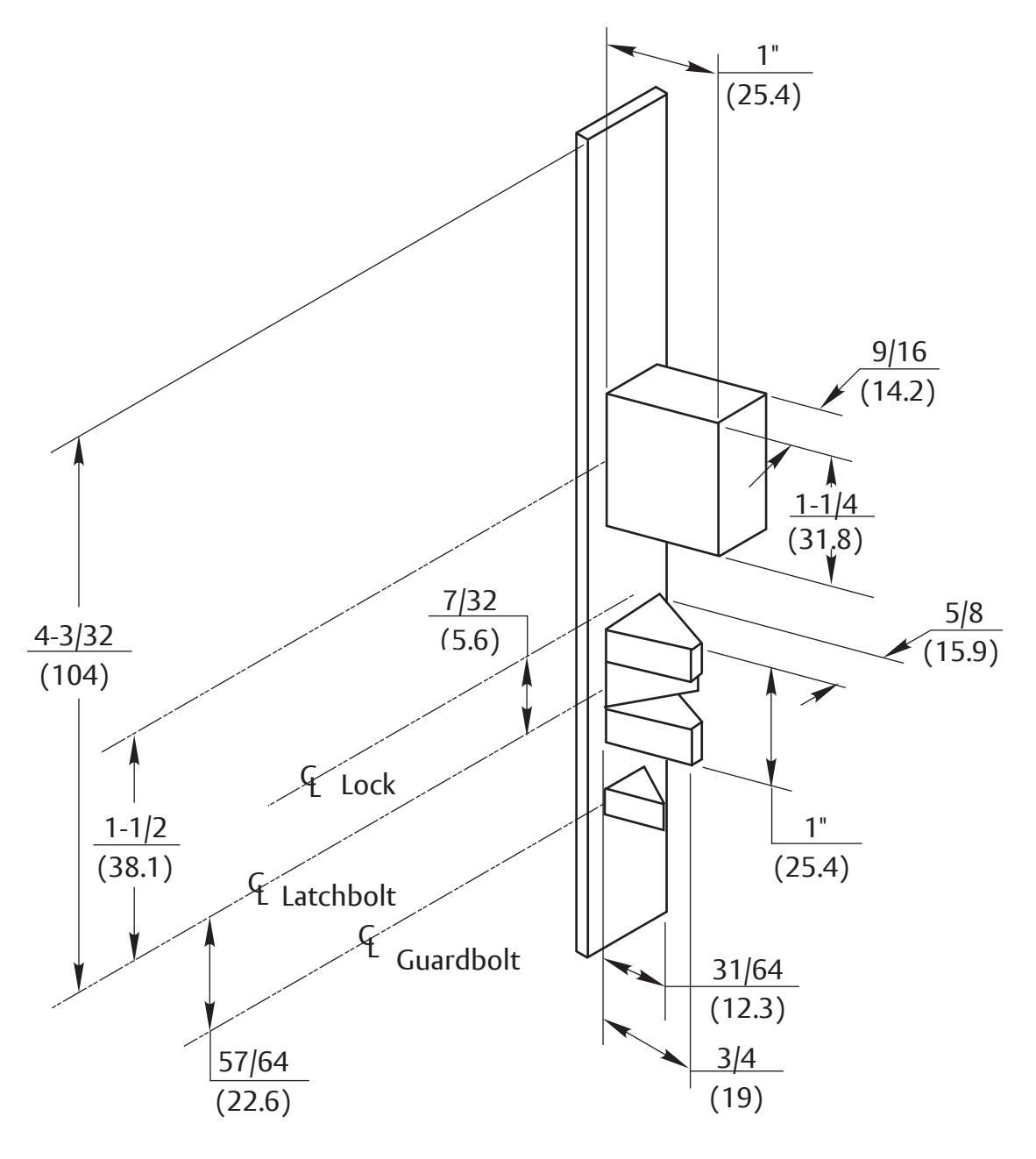 Corbin Russwin ML2000 Series Mortise Locks Bolt Position Dimensions Mechanical, Electrical, Exit Device Template_T31265 diagr