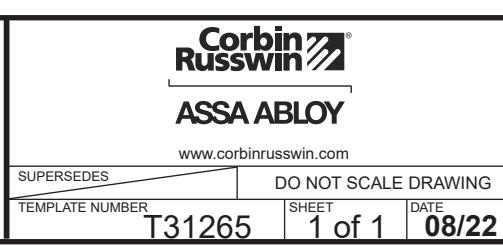 Corbin Russwin ML2000 Series Mortise Locks Bolt Position Dimensions Mechanical, Electrical, Exit Device Template_T31265 diagr