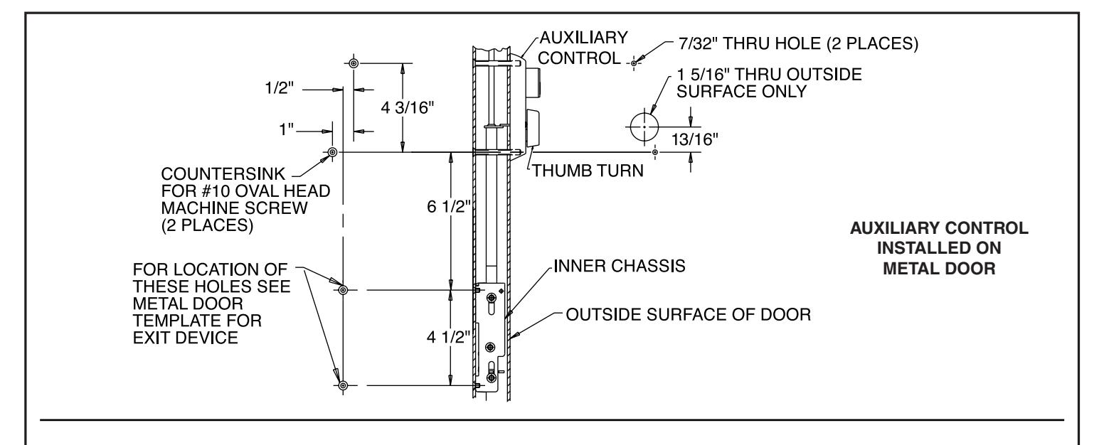 Corbin Russwin MP9800 Series Multi-Point Lock Auxiliary Control Installation Instructions diagram on page 1