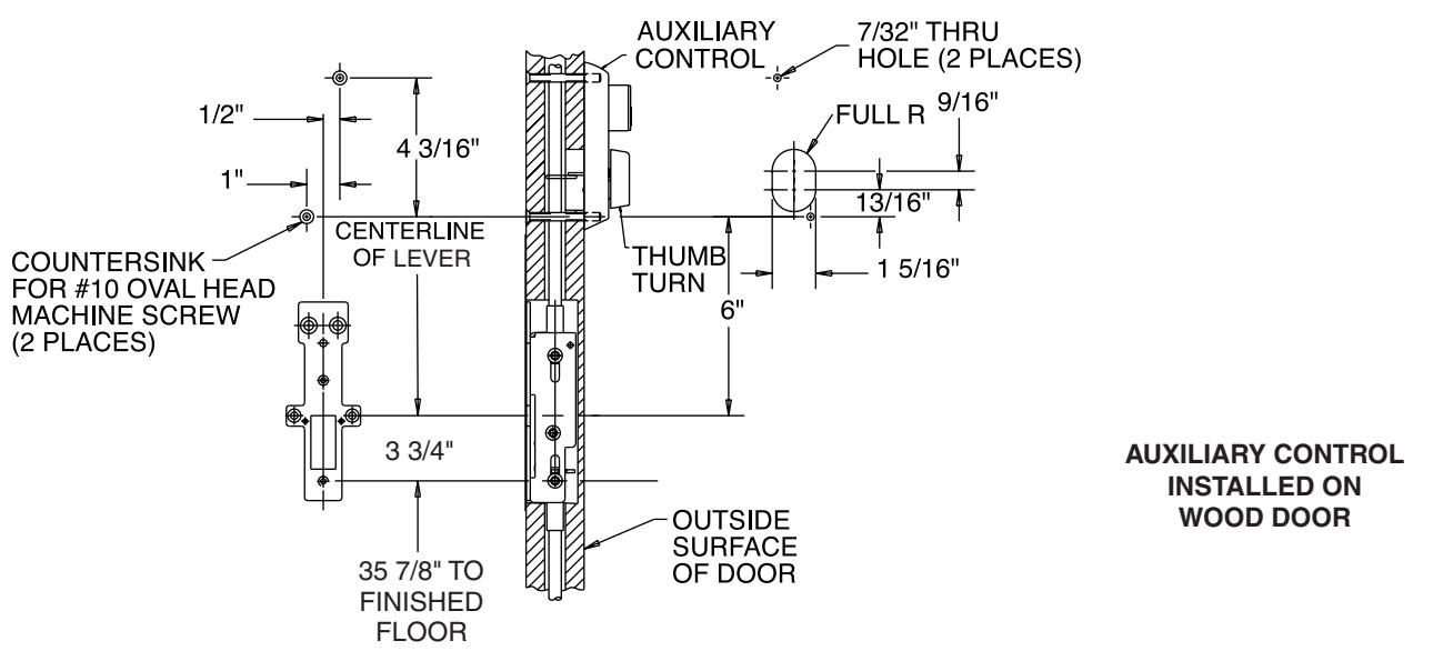 Corbin Russwin MP9800 Series Multi-Point Lock Auxiliary Control Installation Instructions diagram on page 1
