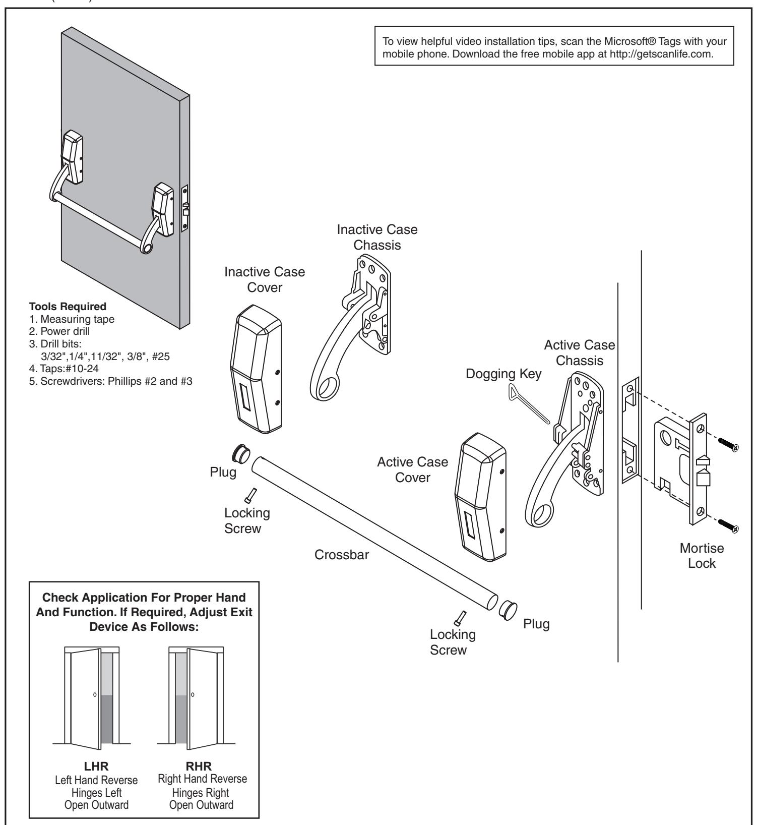 Corbin Russwin Mortise Exit Device ED3600 Series Installation Instructions diagram on page 1