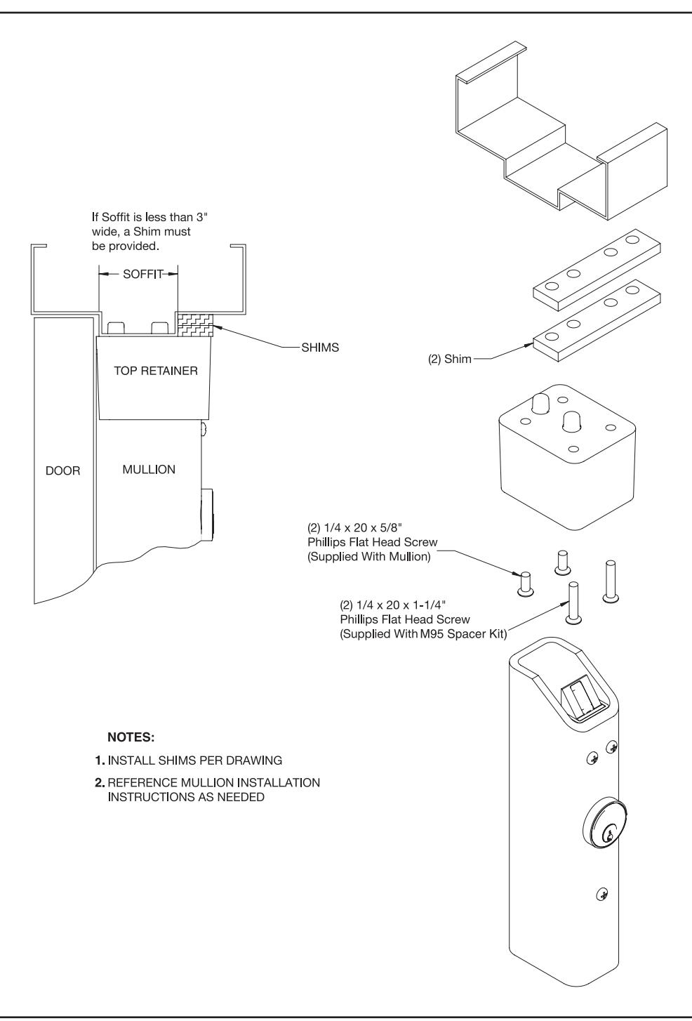Corbin Russwin Mullion Spacer Kit for ED2000, ED3000, ED5000, PED4000, and PED5000 Series Narrow and Wide Stile …_FM282 image