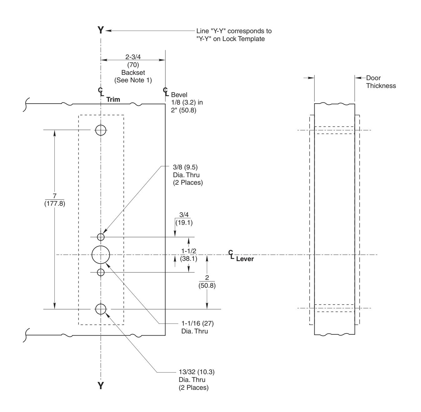 Corbin Russwin Museo Lever Designs with R and L Escutcheon Trim for ML2000 Series Mortise Locks Template_T31047 diagram on pa