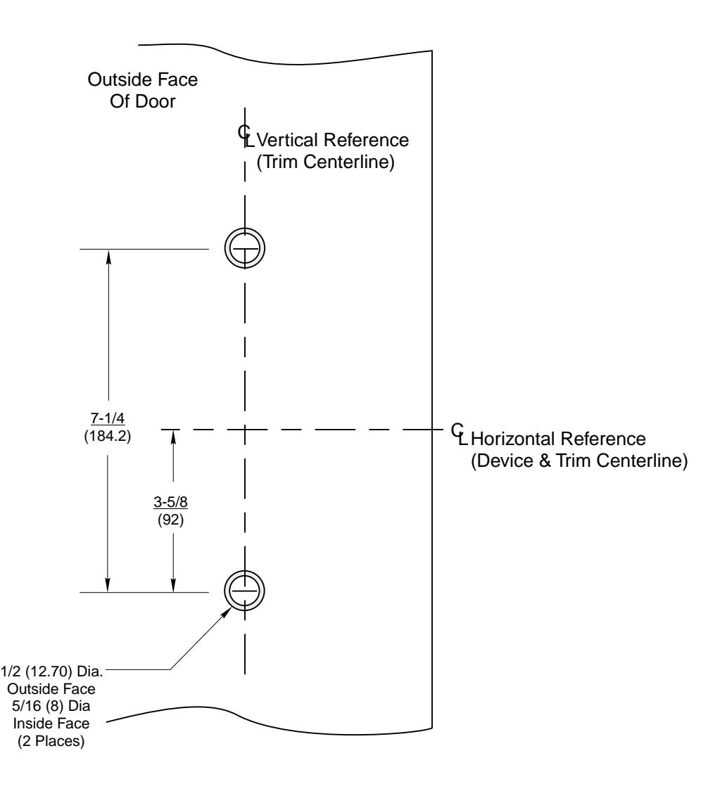 Corbin Russwin P1050 Narrow Escutcheon Trim for ED4200, ED4400, ED4800 Narrow Stile Rim, CVR, SVR Metal Door Tem…_T30936 diag