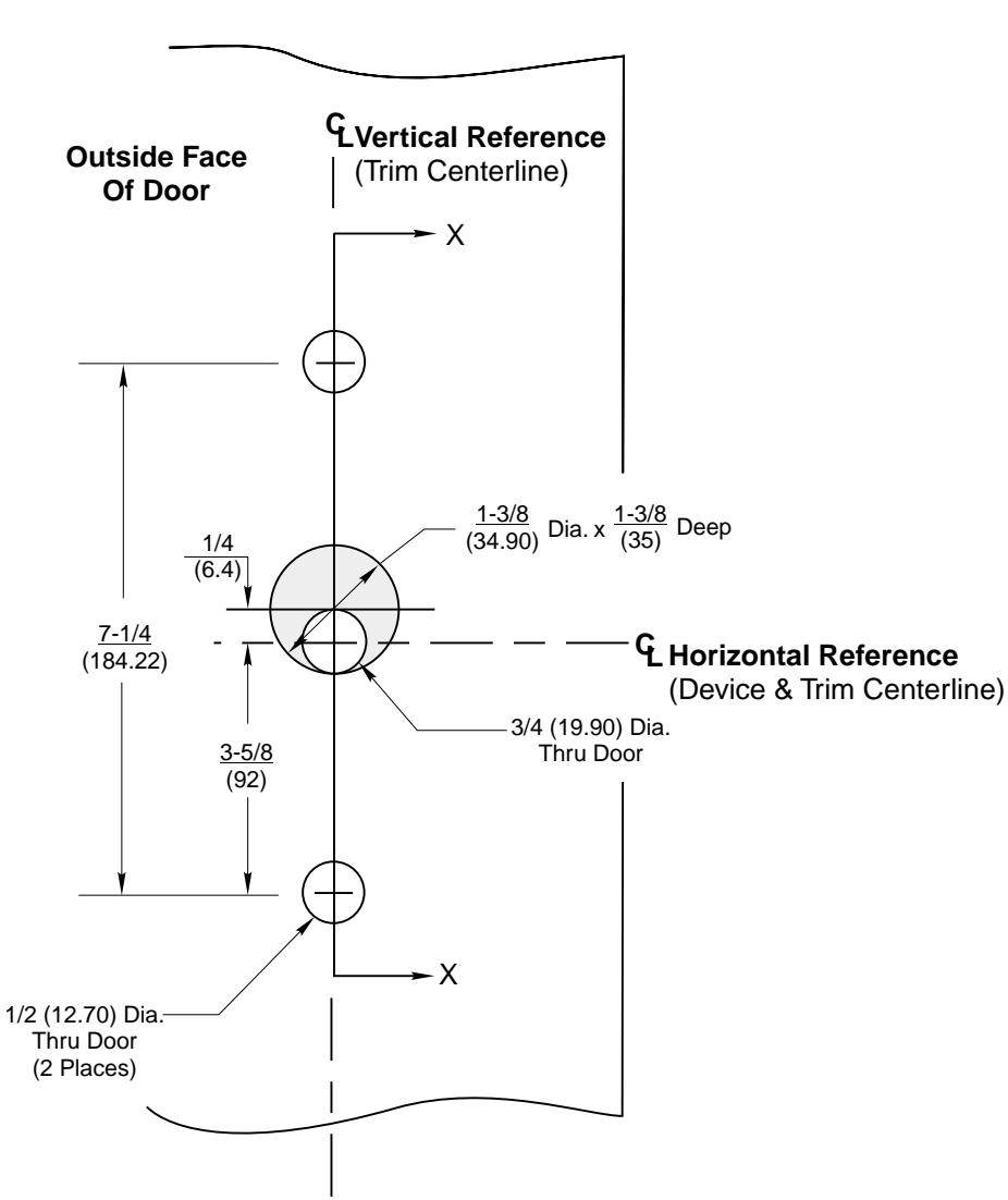 Corbin Russwin P1057 Narrow Escutcheon Trim for ED4200, ED4400, ED4800 Narrow Stile Rim, CVR, SVR Wood or Compos…_T30939 diag