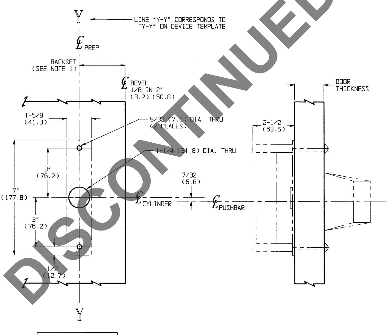 Corbin Russwin P357 Trim Template_T30485 diagram on page 1