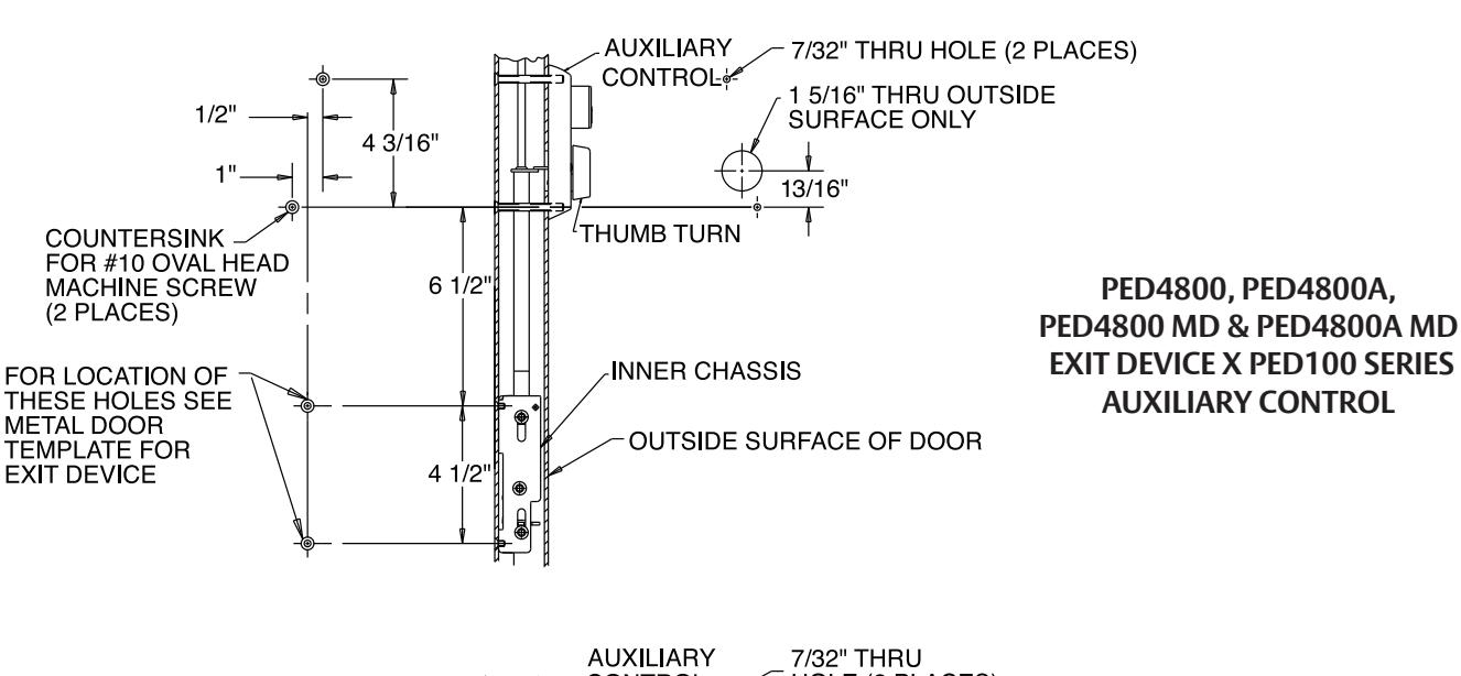 Corbin Russwin PED159, PED155, PED159WD, and PED155WD Auxiliary Control for PED4800, PED5800 Narrow and Wide Sti…_FM586 diagr