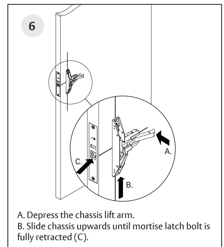 Corbin Russwin PED4000 Series PED4600(A) Narrow Stile Mortise Installation Instructions_FM579 diagram on page 6