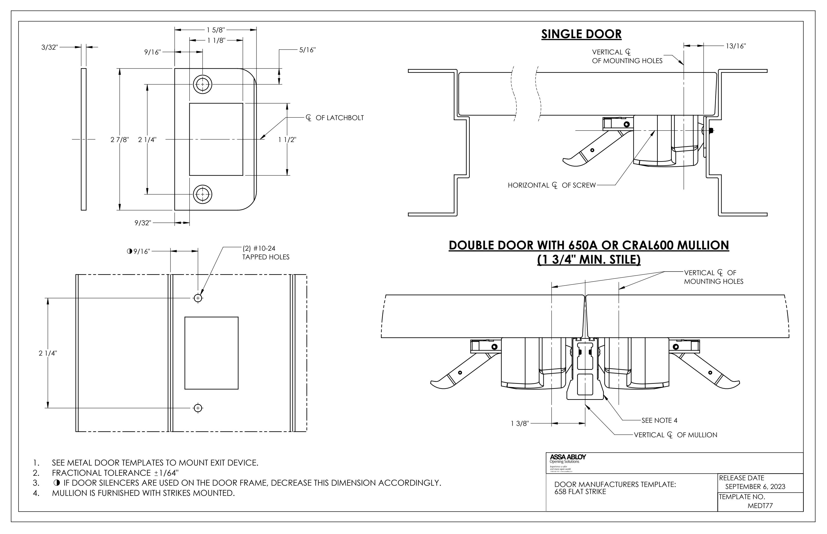 Corbin Russwin PED4200 and PED5200 SARGENT PE8500 and PE8800 Narrow and Wide Stile Rim for Metal and Aluminum Do…_MEDT77 diag