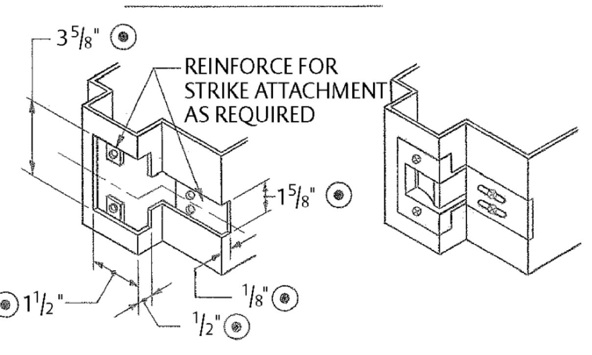 Corbin Russwin PED4200 and PED5200 and SARGENT PE8500 and PE8800 632 and 642 Strikes Template_MEDT71 diagram on page 1