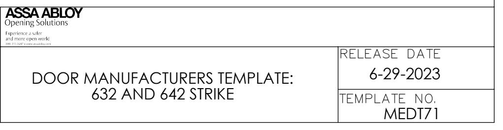 Corbin Russwin PED4200 and PED5200 and SARGENT PE8500 and PE8800 632 and 642 Strikes Template_MEDT71 diagram on page 1